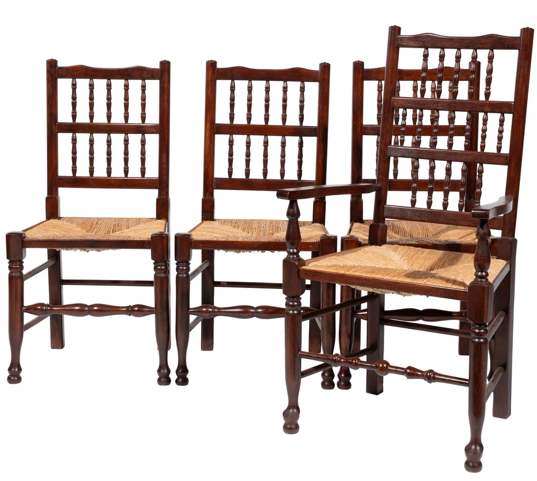 Set of Eight Yorkshire Spindle-back Rush Dining Chairs (1 of 5)
