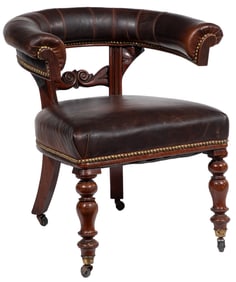 William IV Carved Mahogany Roundabout library Chair