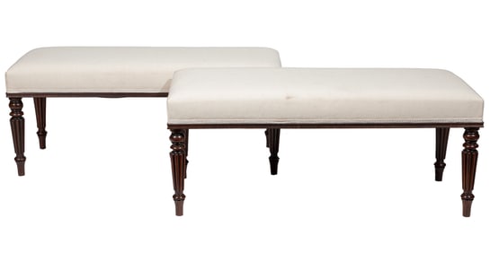 Pair of Regency-Style Carved Mahogany Benches