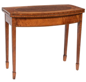 Georgian Inlaid Satinwood and Burlwood Bowfront Games Table