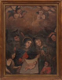 Spanish Colonial School 18th c., "Nativity", oil on canvas