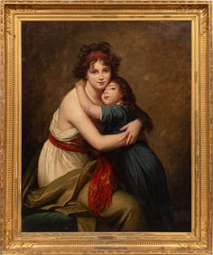 Louis Théodore Dubé, Canadian/French 1861-1943, "Madame Le Brun avec sa Fille, Julie", oil