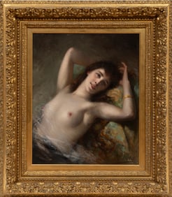 Angelo Asti, Italian/French 1847-1903, "Reclining Nude", oil on canvas