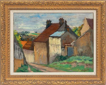 Léo Gausson, French 1860-1944, "Un Village", oil on board