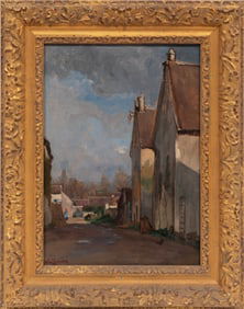 Léo Gausson, French 1860-1944, "Rue du Village", oil on canvas