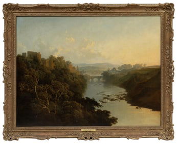 Edmund John Niemann, British 1813-1876, "Ludlow Castle in Shropshire", oil on canvas