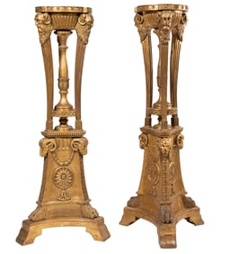 Pair of Monumental Empire-Style Giltwood Jardinieres