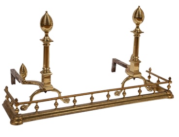 American Federal-Style Brass Fireplace Garniture