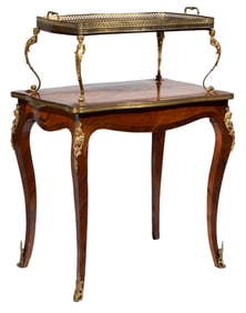 Louis XVI-Style Bronze Mounted Rosewood Parquetry Dessert