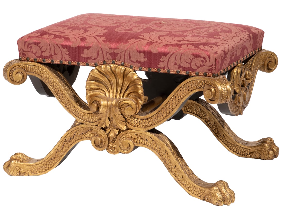 Italian Neoclassical-Style Carved Giltwood Bench (1 of 3)