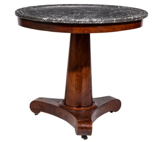 Charles X-Style Carved Mahogany Center Table