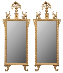 Pair of Neoclassical-Style Giltwood Mirrors