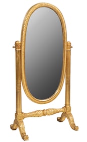 Louis XVI-Style Carved Giltwood Cheval Mirror