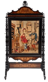 Continental Dutch-Style Marquetry and Rosewood Firescreen