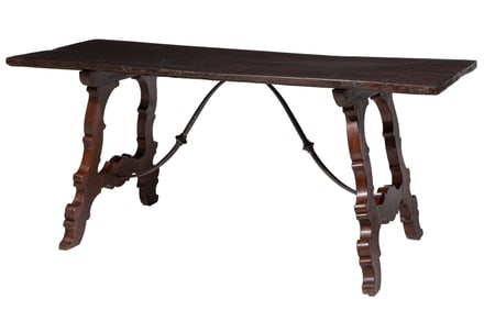 Spanish Renaissance-Style Carved Walnut and Oak Refectory Table