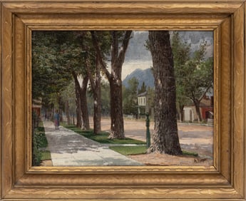 Achille Peretti, Italian/American 1857-1923, "Esplanade Ave.", oil on canvas