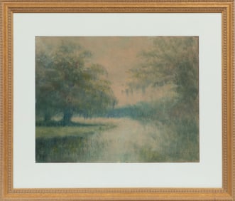 Alexander John Drysdale, American/Louisiana 1870-1934, "Oaks along the Bayou", oil wash on board