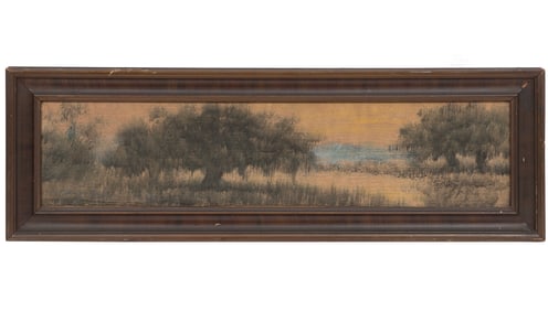 Alexander John Drysdale, American/Louisiana 1870-1934, ?Bayou Scene with Two Live Oaks?, oil wash on