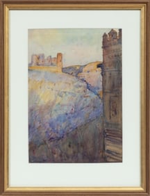 Ellsworth Woodward, American/Louisiana 1861-1939, "Toledo", watercolor on paper twice laid on board