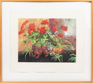 Robert Malcolm Rucker, American/Louisiana 1932-2001, "Foo Dog", acrylic and watercolor on paper