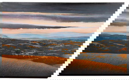 William Dunlap, American/Mississippi b. 1944, ?Storm Front - Valley Watch?, oil and mixed media on