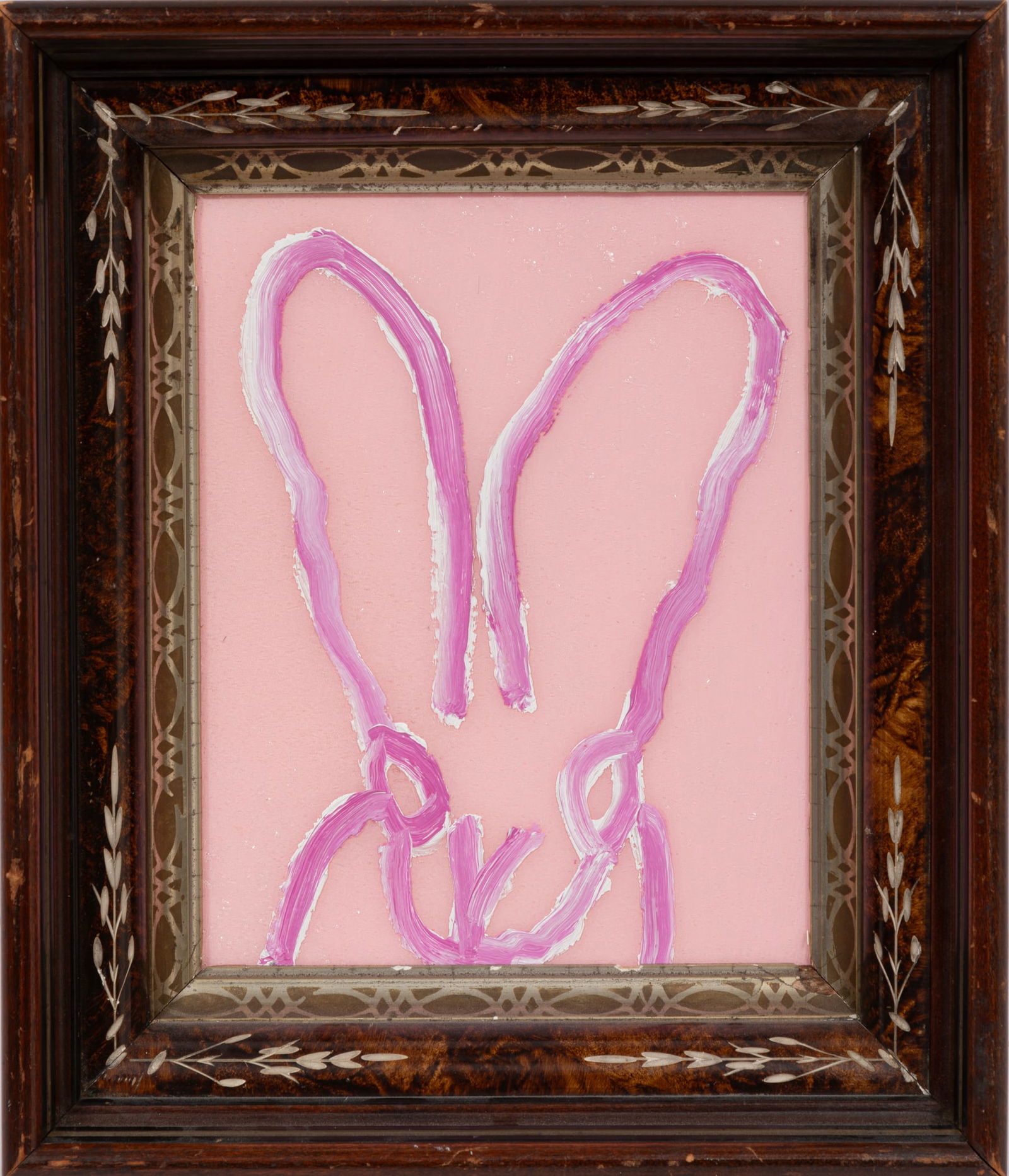 Hunt Slonem, American/Louisiana b. 1951, "Pink Lady", oil and diamond dust on panel (1 of 2)