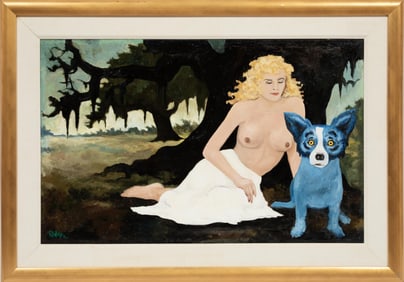 George Rodrigue, American/Louisiana, 1944-2013, "Only the Lonely", oil on linen, 1989, signed lower