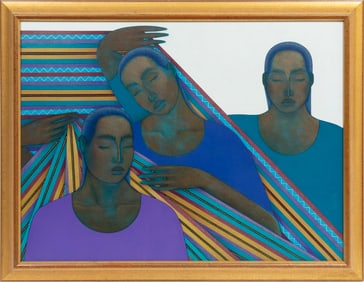 Nivia Gonzales, American/Texas 1947-2017, ?Tres Hermanas?, oil on canvas