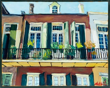 James Michalopoulos, American/Louisiana b. 1951, "Untitled: French Quarter Balcony", oil on canvas