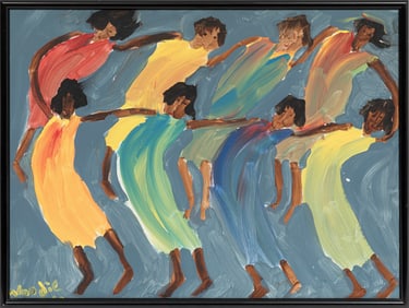 Woodie Long, American/Alabama 1942-2009, ?Dancing Women?, paint on board