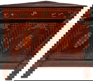Georgian Inlaid Marquetry and Mahogany Corner Cabinet