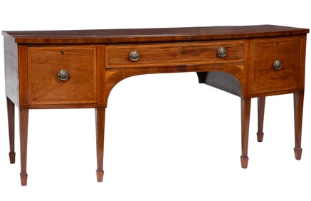 Georgian-Style Inlaid Mahogany Bowfront Sideboard