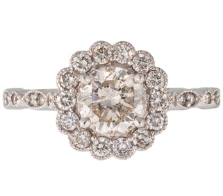 Platinum and Diamond "Flower" Ring