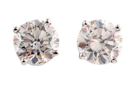 Pair of 14 kt. White Gold and Diamond Stud Earrings