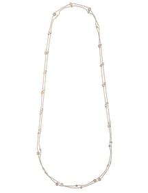 14 kt. White Gold and Diamond Station Necklace