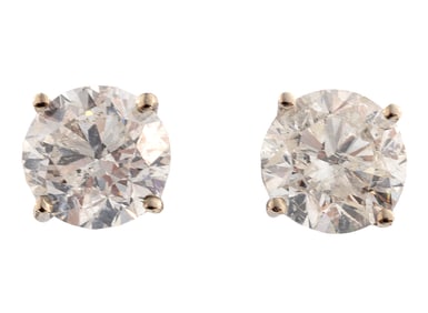 Pair of 14 kt. White Gold and Diamond Stud Earrings