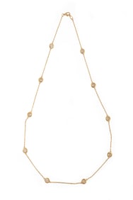 14 kt. Yellow Gold and Diamond Station Necklace