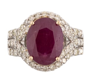 14 kt. Two Tone Gold, Ruby, and Diamond Ring