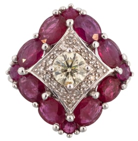 14 kt. White Gold, Diamond and Ruby Ring