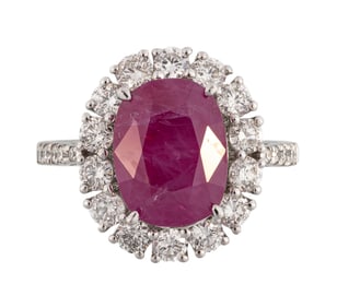 Platinum, Burmese Ruby and Diamond Ring