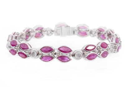 Platinum, Burmese Ruby and Diamond Bracelet