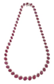 Platinum, Ruby and Diamond Necklace