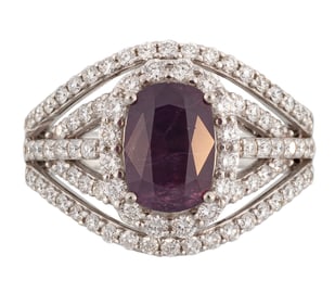 Platinum, Kashmir Sapphire and Diamond Ring