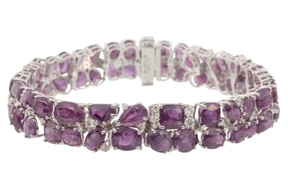 Platinum, Kashmir Sapphire and Diamond Bracelet