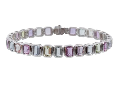 Platinum and Multicolor Sapphire Line Bracelet