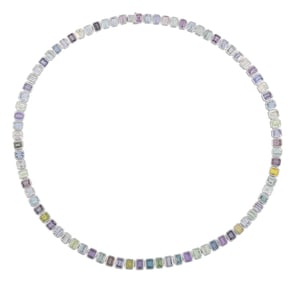 Platinum and Multicolor Sapphire Line Necklace