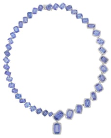 Platinum, Tanzanite and Diamond Necklace