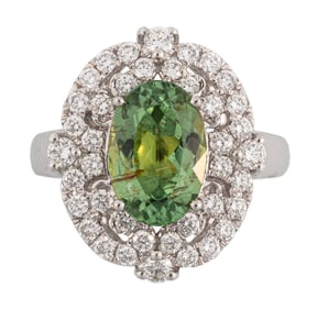 Platinum, Paraiba Tourmaline and Diamond Ring