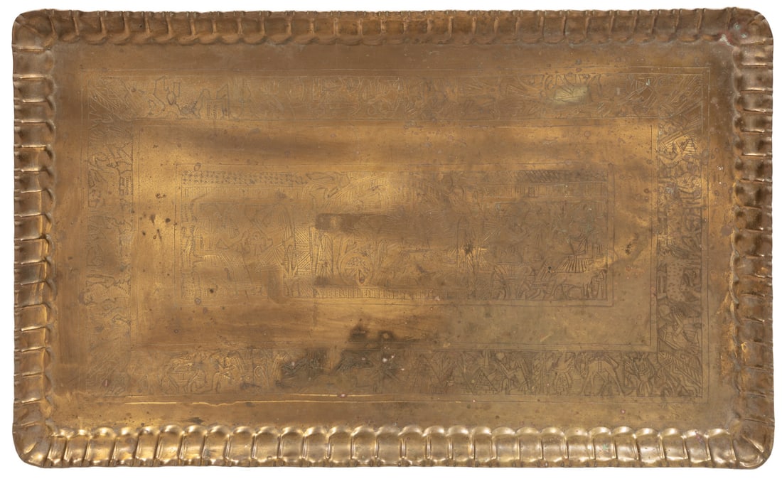 Egyptian Revival Figural Brass Tray