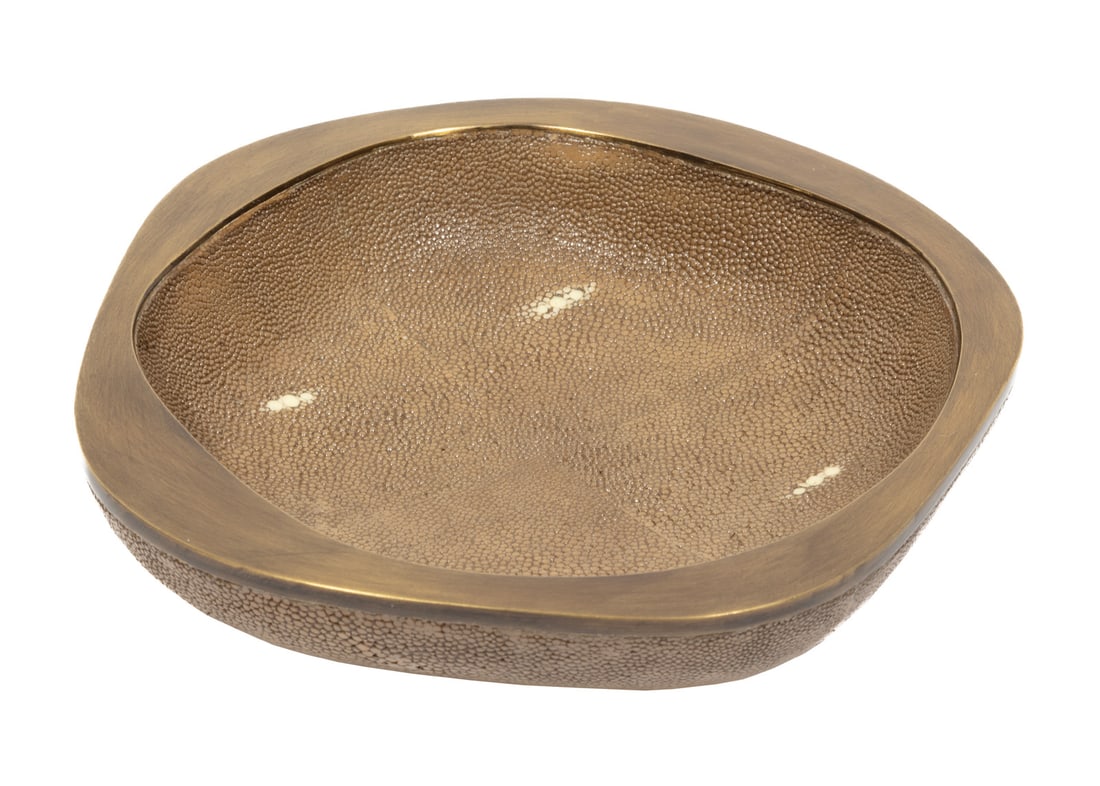 Ria and Yiouri Augousti Shagreen and Brass Bowl: Ria and Yiouri Augousti Shagreen and Brass Bowl1 3/4 x 8 1/2 in. (4.4 x 21.6 cm.)